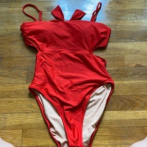 J crew red bow back one piece swimsuit size 6